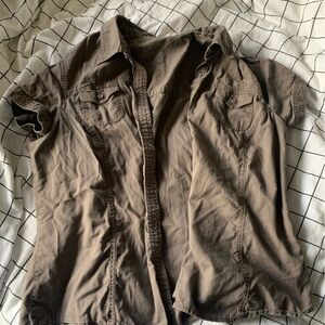 vintage brown button up